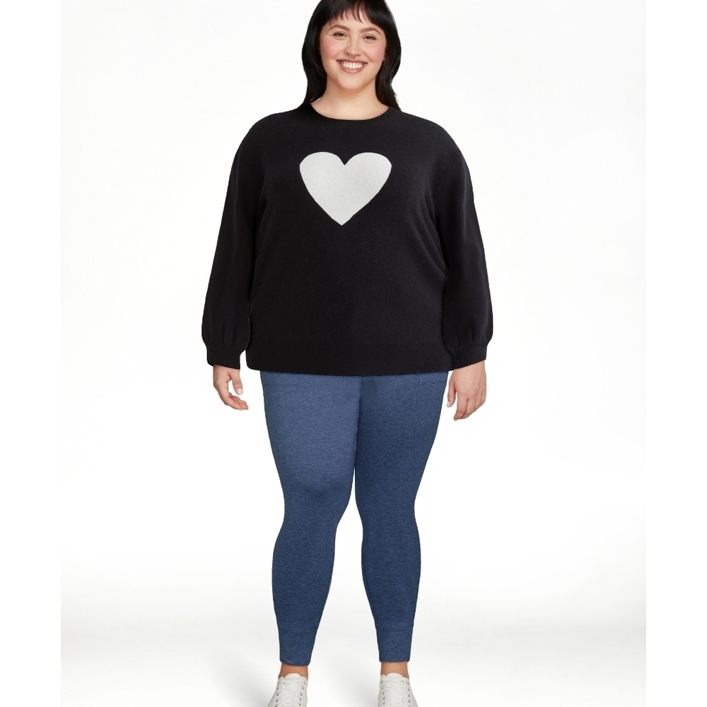 Terra & Sky Black Sweater with White Heart Design - Picture 2 of 4